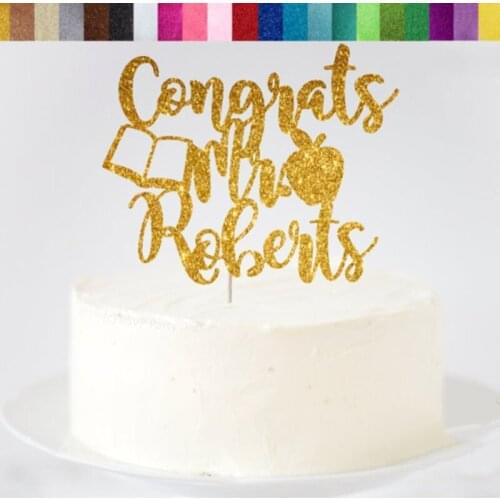 Custom Congrats Teacher Cake Topper,Personalize Teacher Graduation Cake Topper,Teacher Retirement Cake Topper,Party Decorations