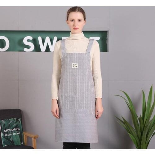 Stripes Apron Men Women Waterproof Chef Apron Cooking Kitchen Double Pocket Apron Cooking Gifts WQ136