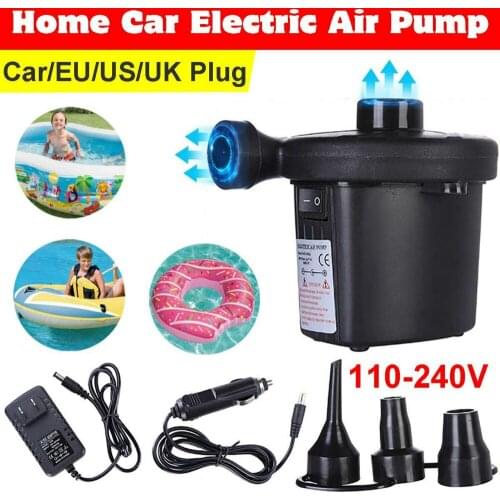 Portable Electric Air Pump for Swimming Ring Inflatables Air Mattress Raft Bed Boat Pump Toy Air Compressor Pump Pool 3 Nozzles