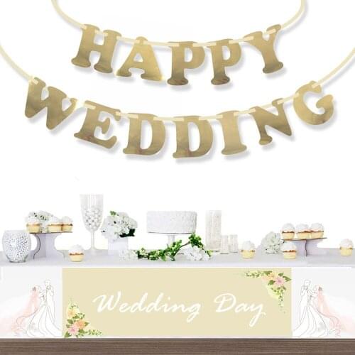 Happy Wedding Banner Wedding Party Decoration Just Married Balloon Wedding Decoration Supplies NW07