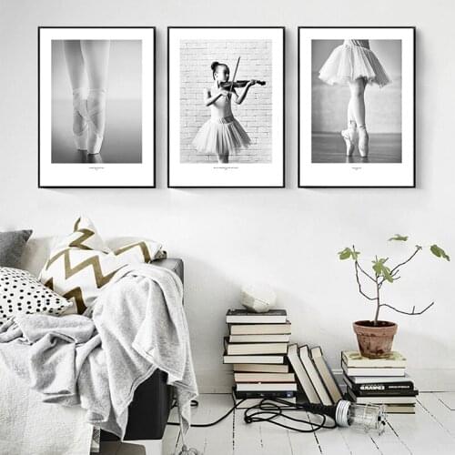Modern Minimalist Ballet Little Girl With Violin Canvas Painting Art Print Poster Picture Wall Painting Home Decoration
