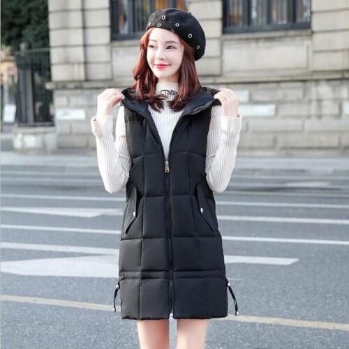 Spring Vest Women Jacket New 2021 Autumn Vests Womens Waistcoat Long Slim Thick Warm Coat Female Sleeveless Black