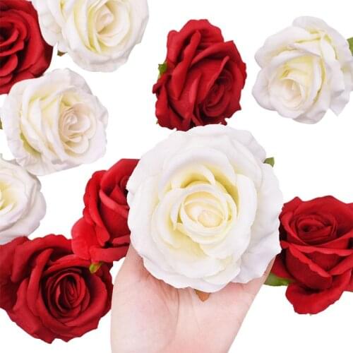 10cm Silk Red Rose Artificial Flower Head Fake Flowers for Home Wedding Valentines Day Decoration DIY Gifts Silk Peonies 5pcs