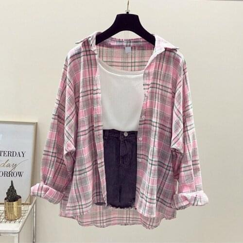Women Plaid Blouses Shirts Lady Casual Long Sleeve Tops Female Checked Shirt Loose Outwear Clothes blusas mujer de moda 2020