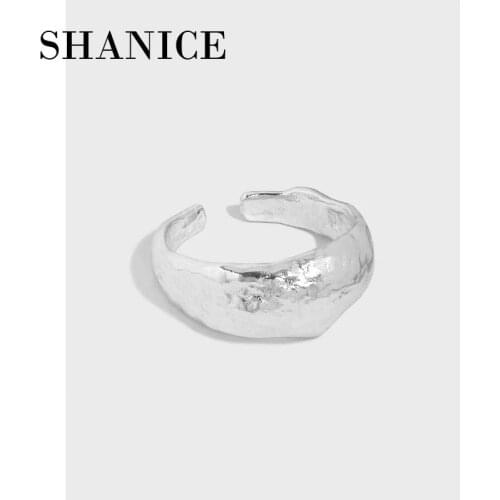 SHANICE S925 Sterling Silver Open Ring INS niche design minimalist and versatile irregular surface texture Hip-hop Punk ring