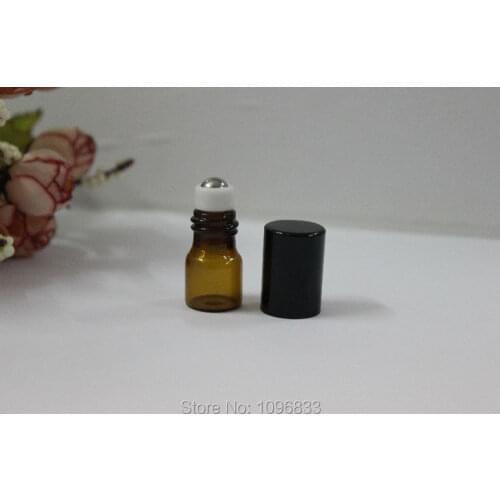 1ML Roll on Bottle Brown Amber Glass, Glass Bottle with Steel Roller Ball, Glass Amber Bottle, Brown Glass Bottles, 100pcs/Lot