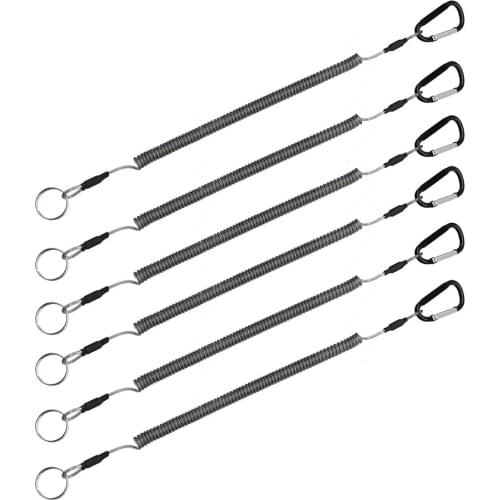 10 Pcs 2.3MM Fishing Lanyard Retractable Elastic Steel Ropes Key Rings Anti-Lost Spring Fishing Tether for Outdoor Fish Tackle