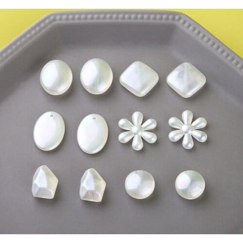 10pcs elegant Pearlescent glitter perforated beads earrings temperament glass beads DIY jewelry earrings necklace materials