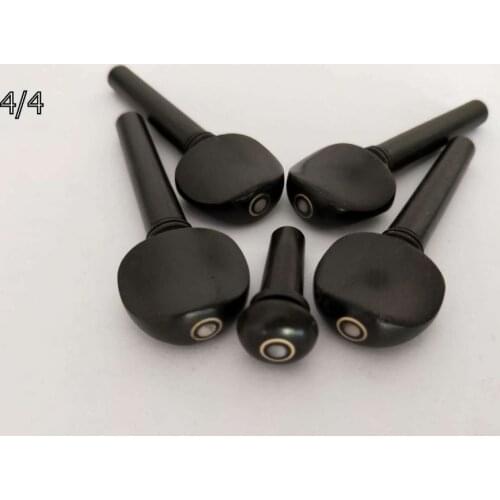4 Sets Violin ebony pegs each set including 4pcs ebony violin pegs and 1 pcs ebony end button with size 1/4 1/2 3/4 and 4/4