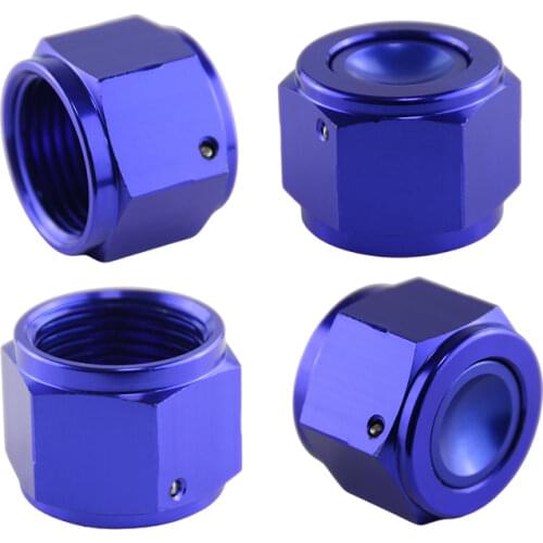 4PCS Aluminum 12-AN AN12 Adapter Female Flare End Cap / Plug / Tube Nut Fitting Blue