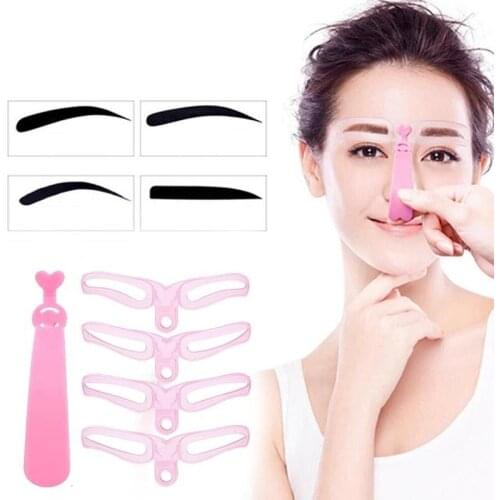 4Pcs/Set Eyebrow Stencils Reusable Eyebrow Shaping & Defining Stencils Makeup Cosmetic Tools Eyebrow Drawing Shaper Template Ki