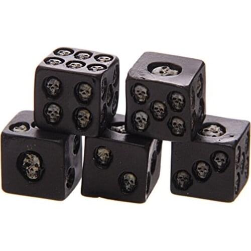 5Pcs/set Resin Black Skull Bones Dice Grinning Skull Devil Poker Dice Six Sided Gothic Gambling Club Pub Party Game Toys