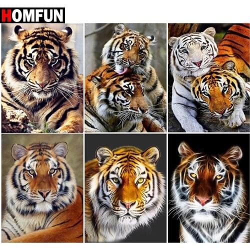 HOMFUN Full Square/Round Drill 5D DIY Diamond Painting "Animal tiger scene" Embroidery Cross Stitch 5D Home Decor Gift