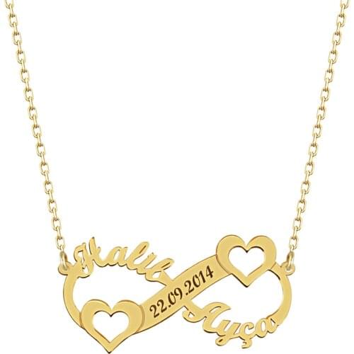 Infinity Personalized Nameplate Necklace 925 Silver Custom Name Necklace Gold Plated Anniversary Necklace