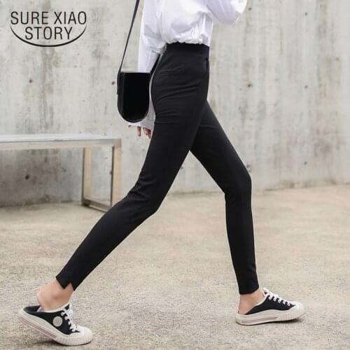 Black Pencil Pants Women 2021 Autumn Spring Casual Ankle-length Pants High Waist Slim Female Fashion Ladies Trousers 7267 50