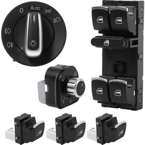 6pcs / Chrome Window Light Switch Control Mirror Replacement Kit for MK5 / MK6 / Golf R MA445