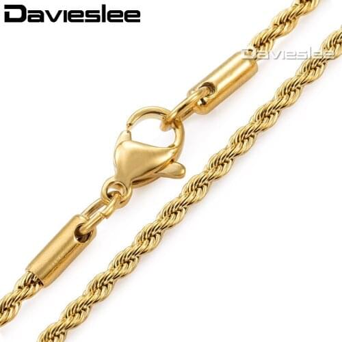 Gold Silver Color 2mm Mens Womens Stainless Steel Rope Chain Necklace Wholesale Gift Jewelry Jewellery LKNM59