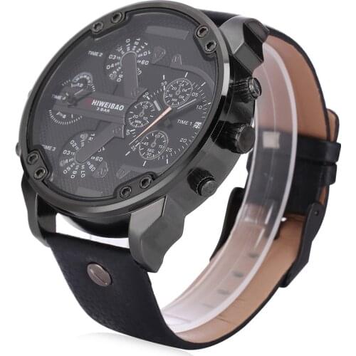 Cool Big Case Casual Mens Watches Quartz Wrist Watch For Men Dual Times Date D Military Army Relogio Masculino Sports Clock Man