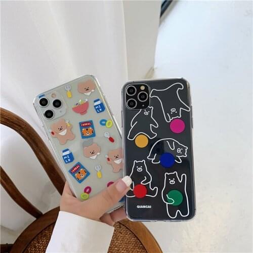 JAMULAR INS Korea Cartoon Bear Milk Phone Case For iPhone XS MAX 11 Pro SE2020 7 X XR 8 6s Plus Transparent Soft Silicone Cover