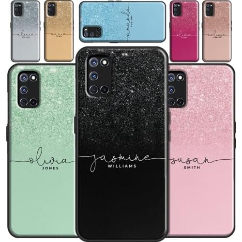 Personalised Initials Glitter Sparkly Name Case For OPPO A72 A52 A15 A91 A83 A3S A5S A5 A9 A53 A31 2020 F5 Find X2 X3 Pro Cover