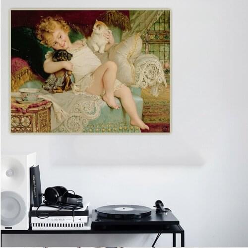 Citon Emile Munier《Playmates》Canvas Oil Painting Artwork Poster Picture Background Decor Home Childrens room Decoration