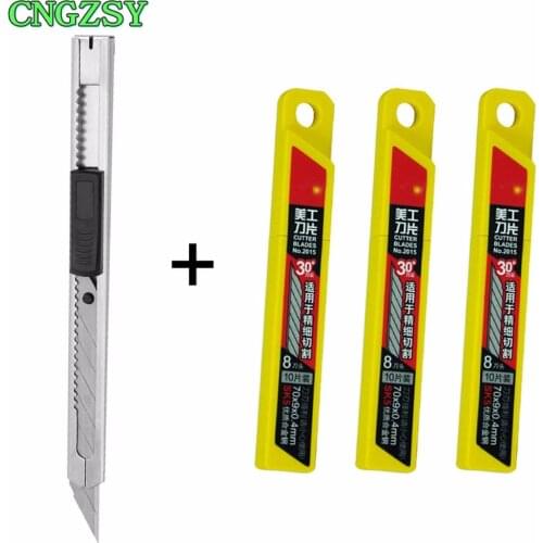 CNGZSY Graphics Slide Knife With 30 Degree Steel Retractable Blades Stationery Car Film Sticker Cutter Window Tint Tool E02+3E03