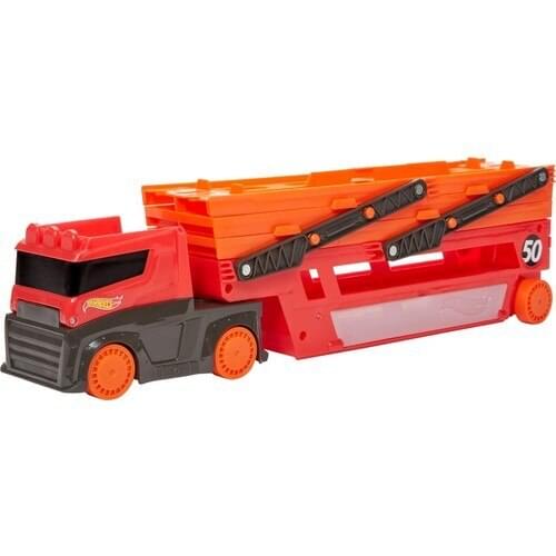 Hot Wheels Mega Lorry Orange 50 Car Capacity Ramped GHR48