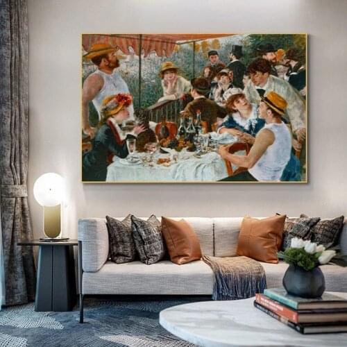 Pierre Auguste Renoir The Boaters Lunch Famous Canvas Painting Posters and Prints Wall Art Pictures for Living Room Home Decor