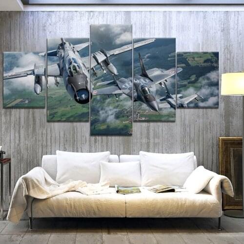 5 Panel Jet Fighter war Canvas Printed Painting For Living Room Wall Decor HD Picture Artworks Poster5