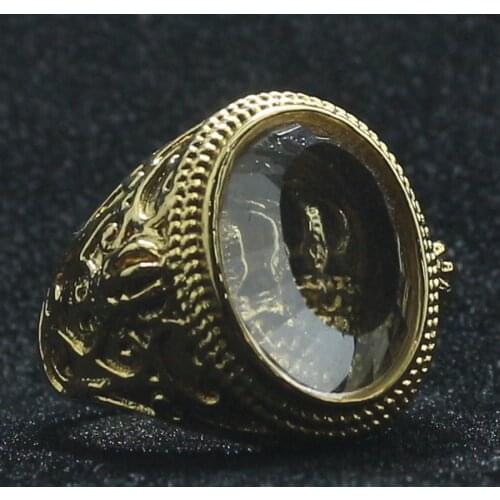 Unisex high-quality 316L Stainless Steel Cool Golden-Color Crown Newest Ring