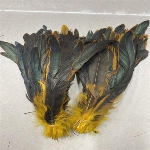 Beautiful 100pcs Gold Cock Rooster Feathers 20-25 Cm 8-10 Inch Craft Accessories Celebration Home Diy Feathers For Crafts