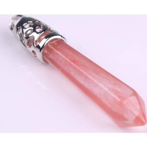 Crystal Hexagon Point Reiki Chakra Healing Silver Plated Druzy Quartz Stone Pendulum Long Pendant For Necklace