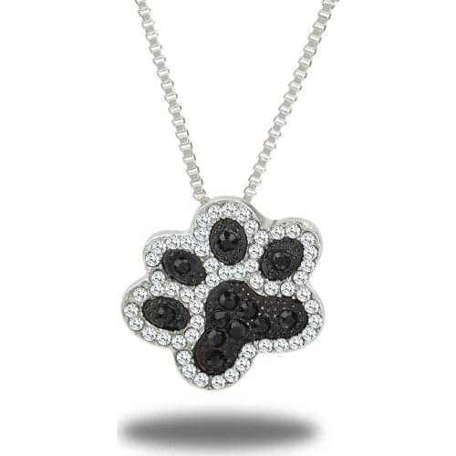 Fashion Crystal Animal Cat Dog Footprint Pendant Necklaces Jewelry For Woman Crystal Pendant Necklace Bijoux Jewelry