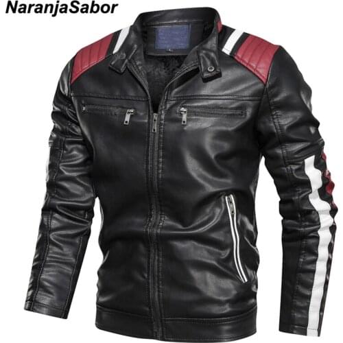 NaranjaSabor Leather Jacket Mens 2020 Winter Autumn PU Motorcycle Jackets Fashion Casual Slim Fit Coats Male Brand Clothing N586