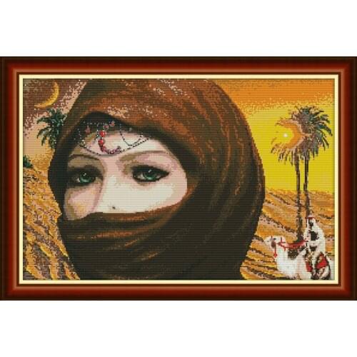 Arab beauty cross stitch kit aida 14ct 11ct count print canvas cross stitches needlework embroidery DIY handmade