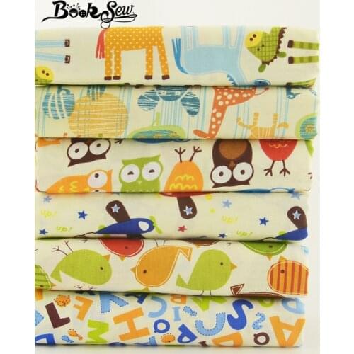 Booksew Cotton Fabric Bundle 6PCS/Lot Lovely Cartoon Design Fat Quarter Home Textile Tissue Quilting Bed Sheet Patchwork Baby