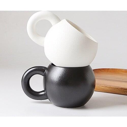 New Product Network Red Fat Mug Customized Sugar Gourd Cup Black and White Frosted Big Ear Ceramic Big Ear Cup Christmas Mugs