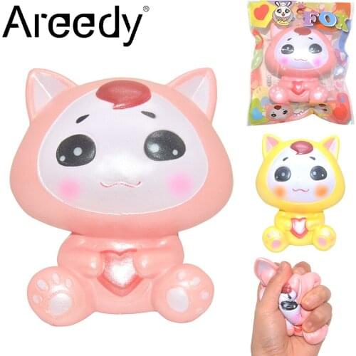 New Cute Areedy Super Slow Rising Lovely Fox Squishy Lemon Scented 10cm Heart Kids High Quality Kids Toy Gift