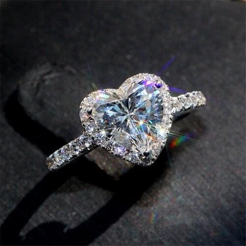 Couples Wedding Rings Gifts With White AAA Heart Cubic Zirconia Stone Jewelery for Women Engagement Statement Accessories Anillo