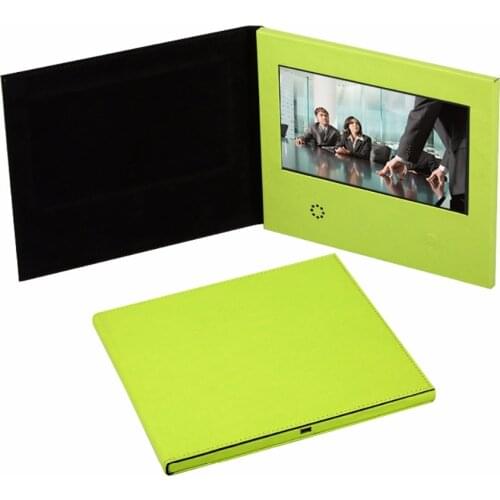 Custom production7inch High grade leather video Brochure Universal Video Greeting Cards watching booklet for Advertising busines