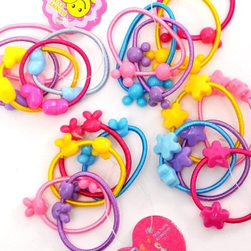 20pcs/lot Cartoon Plastic Elastics childrens Cartoon candy color rubber band Girl Hair accessories headdress kids birthday Gif