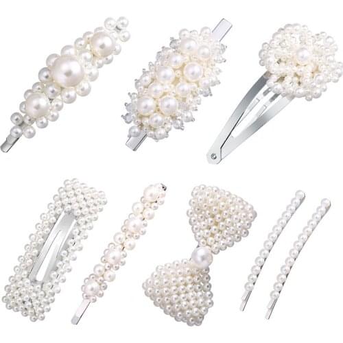 8 Style Korea Pearl Metal Hair Pins Flower Hair Ornaments Women Girl Knot Clip Barrette Headwear Hairpins Wedding Jewelry