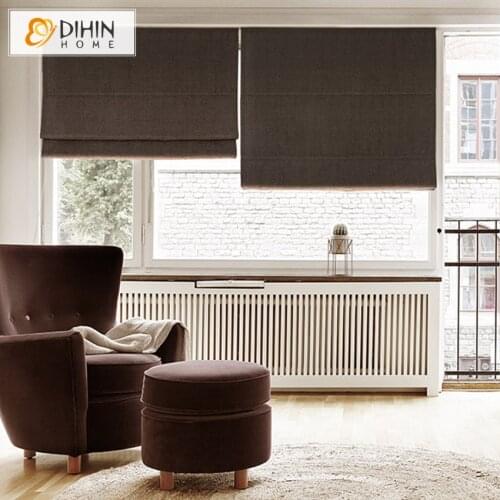 Cotton/Linen Coffee Color Window Curtains Roman Blinds Customized Size Roller Blind