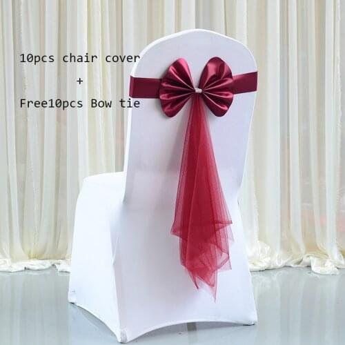 10Pcs Wedding Spandex Chair Covers+Free Bow tie King and Queen High Throne Chair Covers Dining Room Accent Kitchen Dining Office