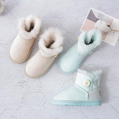 Dolakids sheepskin Warm Kids Snow Boots For Children New Toddler Winter Princess Shoes Non-slip sole Girls Baby Lovely Boots