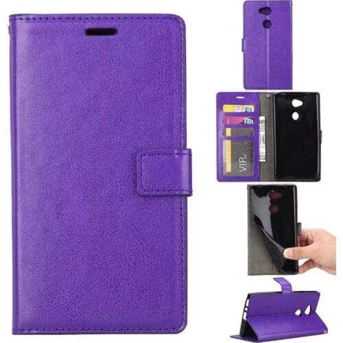 10pcs/lot free shipping Crazy Horse Wallet Leather Case For Sony Xperia L2 With Photo Frame Card Slots