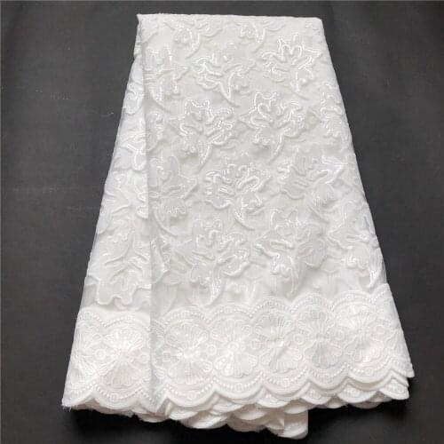 MIQIER 2021High Quality African Nigerian Tulle Lace Fabric Cotton Embroidery Swiss Wedding Party Dress Golden White 2.5Yards