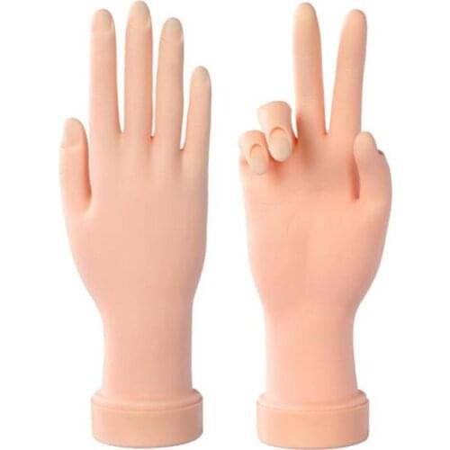 22*7CM Art 2Pcs Nail Practice Soft Plastic Model Hand Flexible Flectional Mannequin Training Tool for Acrylic/Gel doll D351