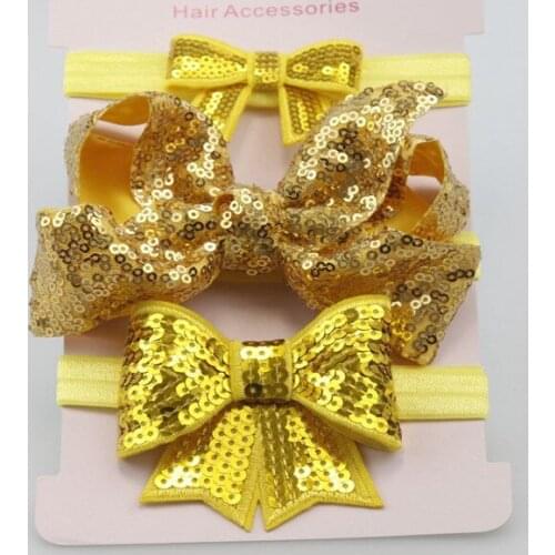 3pcs/set New childrens sequin bow hair band combination three-piece baby cute hair accessories headdress card suit