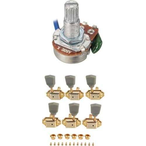 3R3L Electric Guitar Tuning Peg Gold Color Guitar Machine Head Tuning & Guitar Pickups Wiring Harness Kit 2T2V 500K Pots
